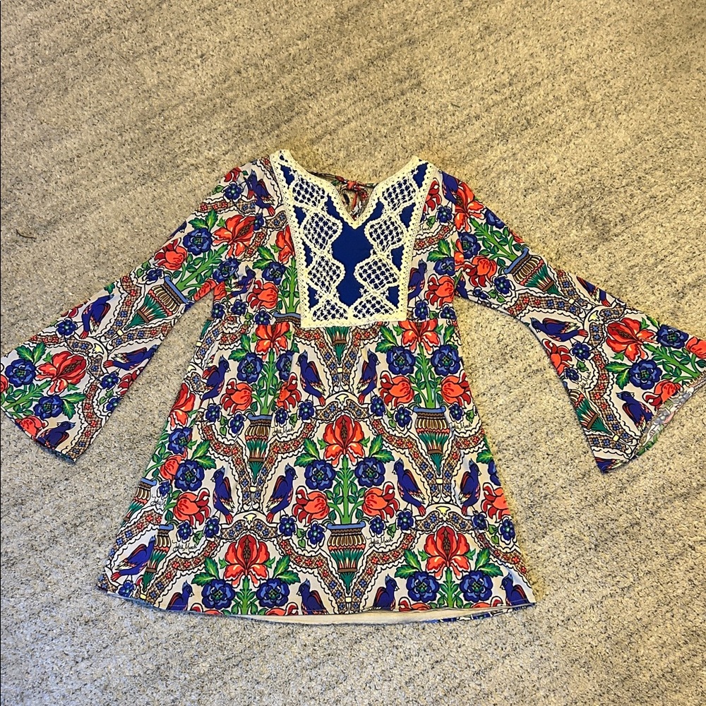 Judith March Cream and Green Dress medium floral bird